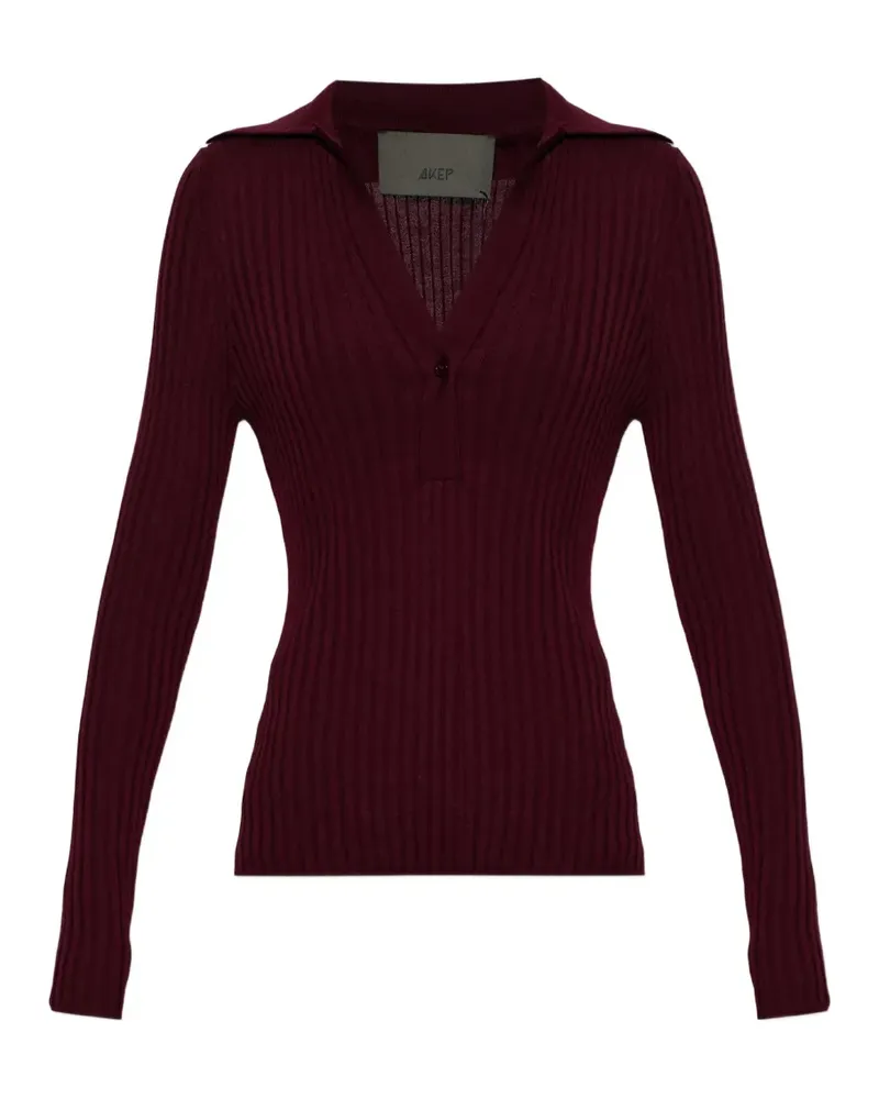 AKEP Gerippter Strickpullover - Rot Rot