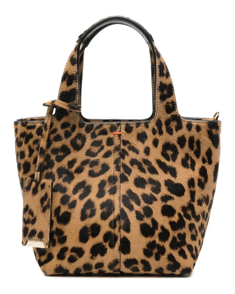 Santoni leopard-print shoulder bag - Nude Nude