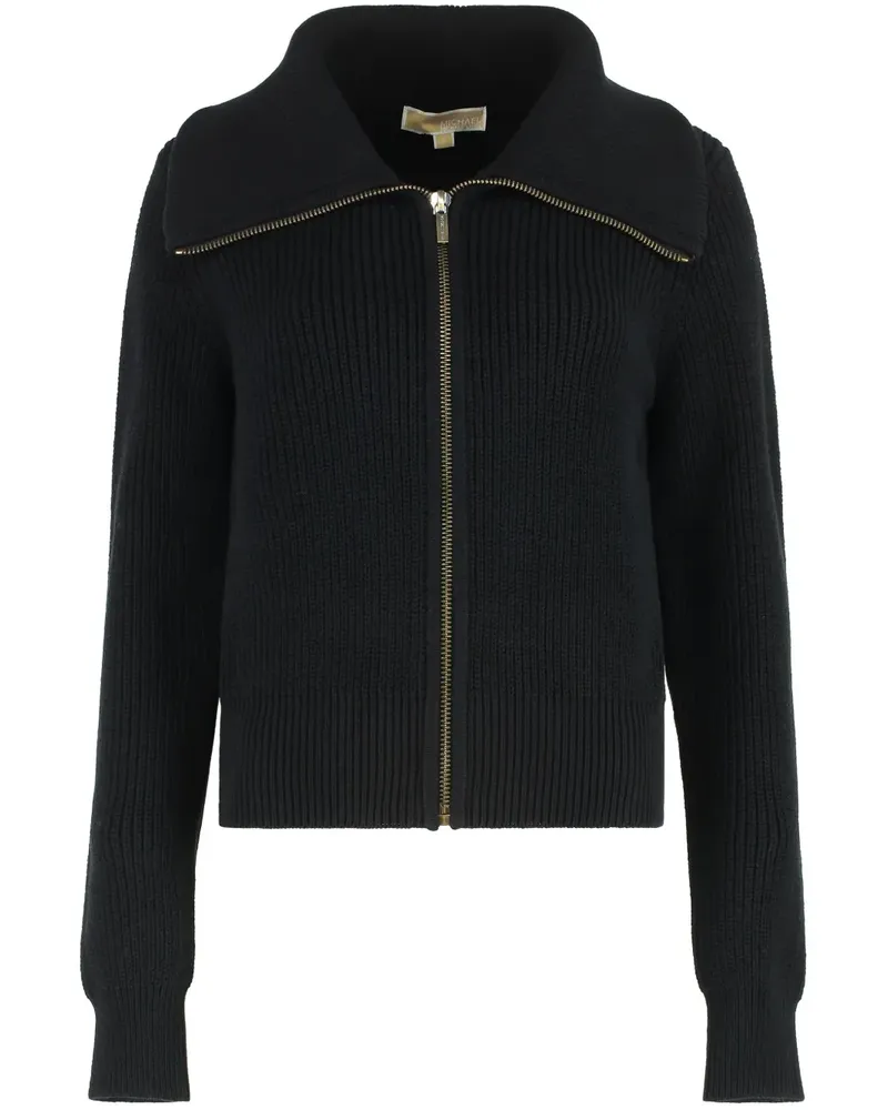 Michael Kors Gerippter Cardigan mit Reißverschluss - Schwarz Schwarz