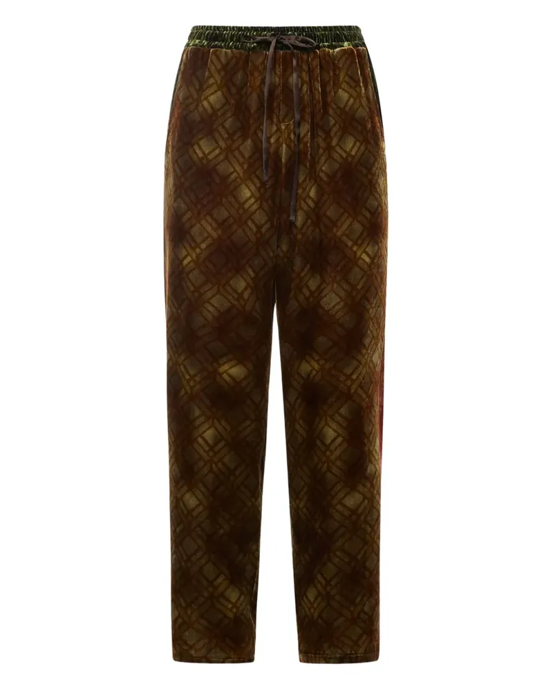 Pierre-Louis Mascia geometric-pattern velvet trousers - Braun Braun
