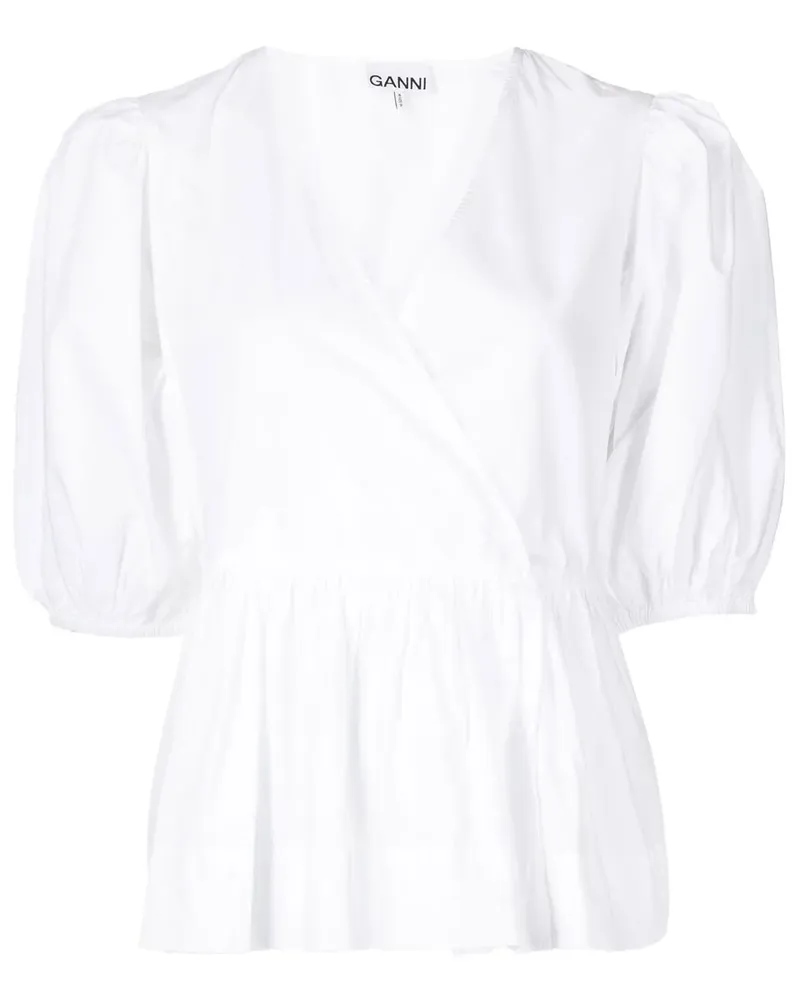 Ganni Bluse aus Bio-Baumwolle - Weiß Weiß