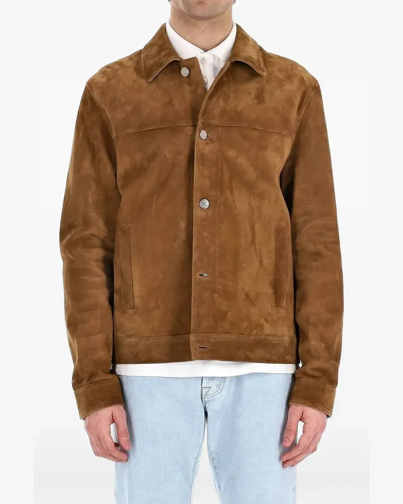 Jacob Cohën suede trucker jacket - Braun Braun
