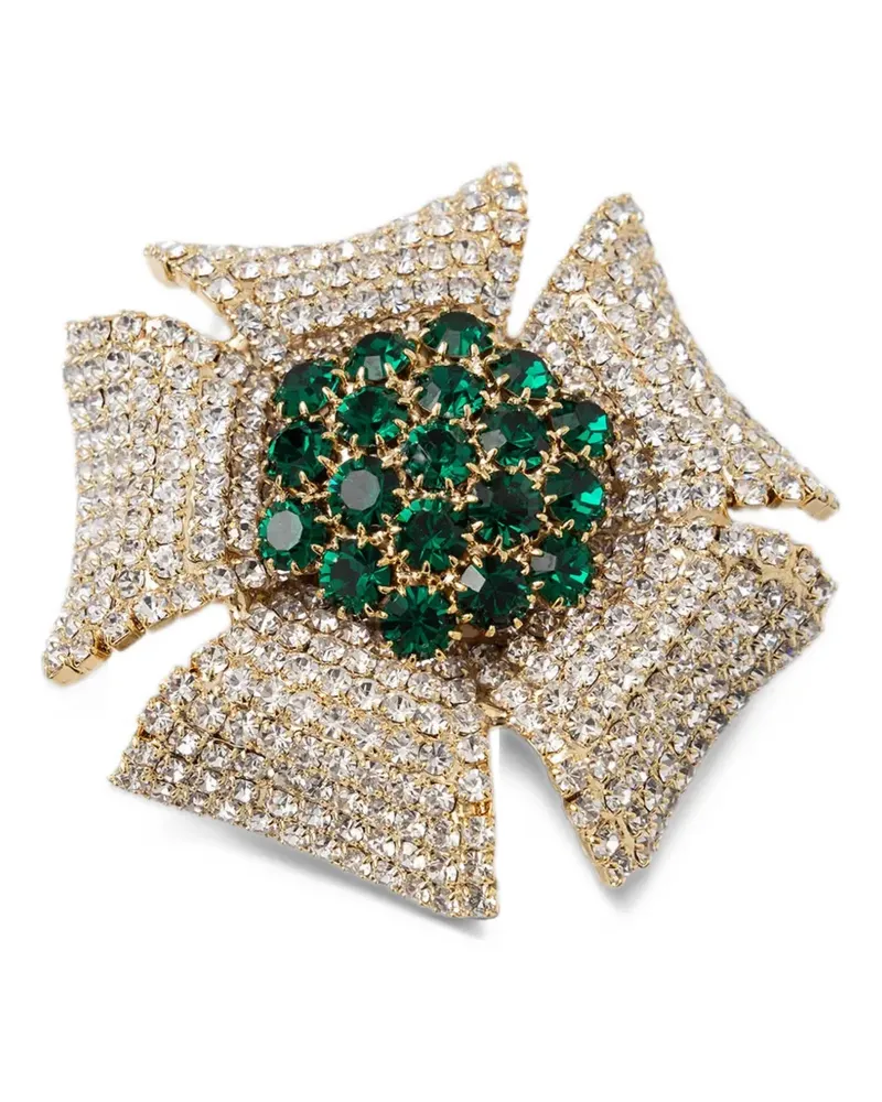 Luisa Spagnoli rhinestone-embellished floral brooch - Gold Gold