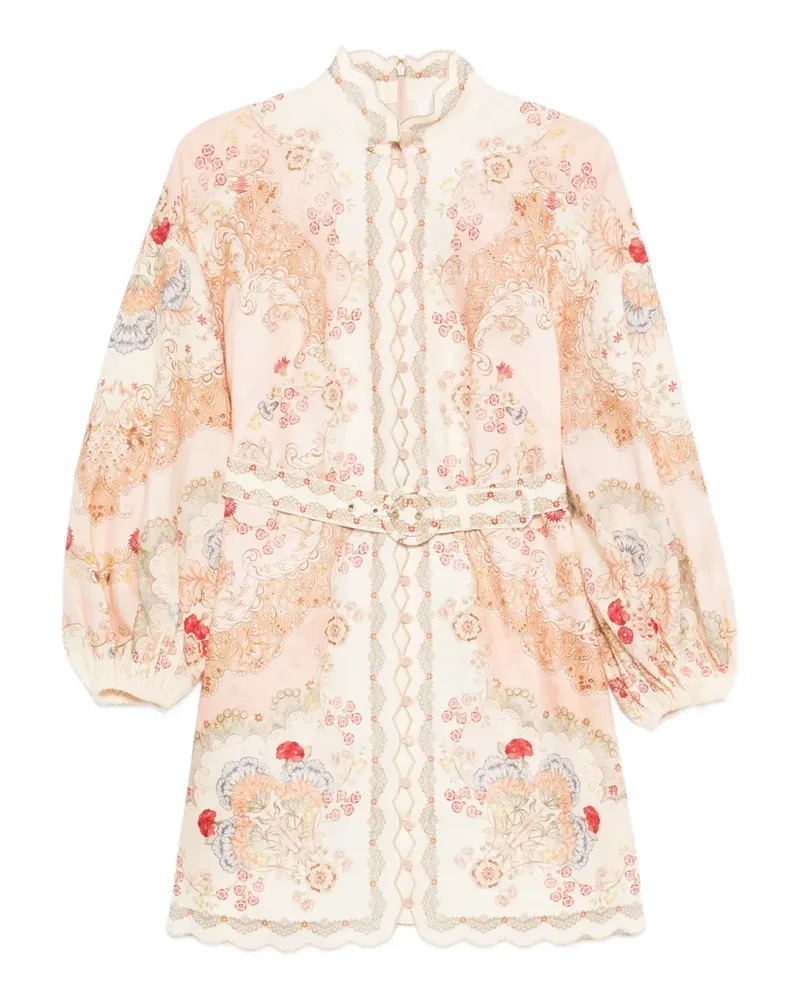 Zimmermann Daylight floral-pattern belted mini dress - Nude Nude