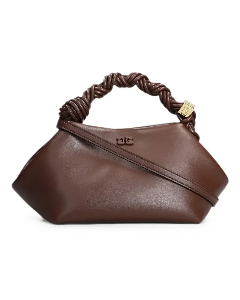 Ganni small Bou leather tote bag - Braun Braun