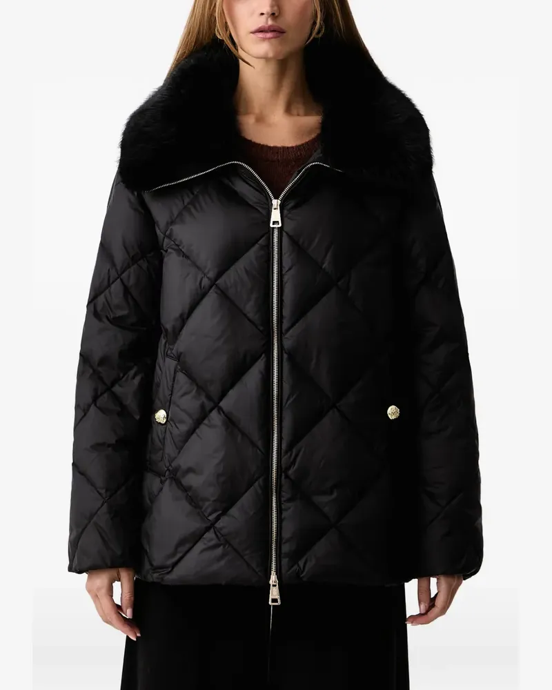 Fracomina diamond-quilted faux-fur-collar jacket - Schwarz Schwarz