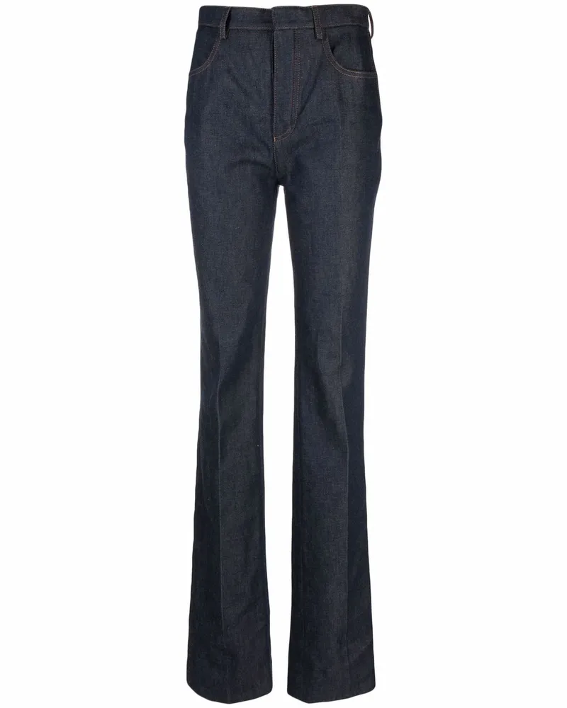Saint Laurent Bootcut-Jeans mit hohem Bund - Blau Blau