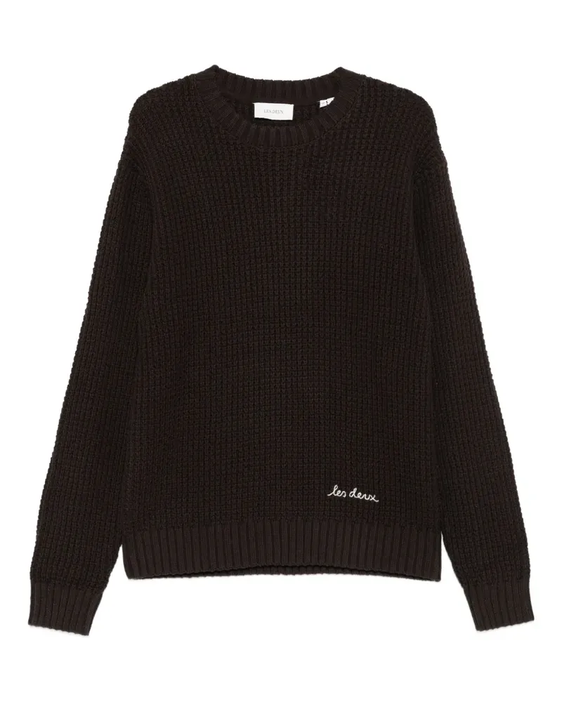 LES DEUX Alvin Pullover mit Waffelstrick-Muster - Braun Braun