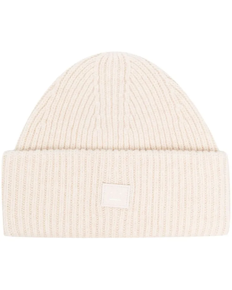 Acne Studios Gerippte Beanie mit Logo - Nude Nude