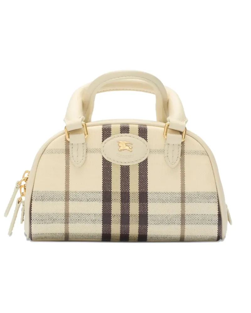 Burberry Bowling-Mini-Tote Bag mit Karomuster - Nude Nude