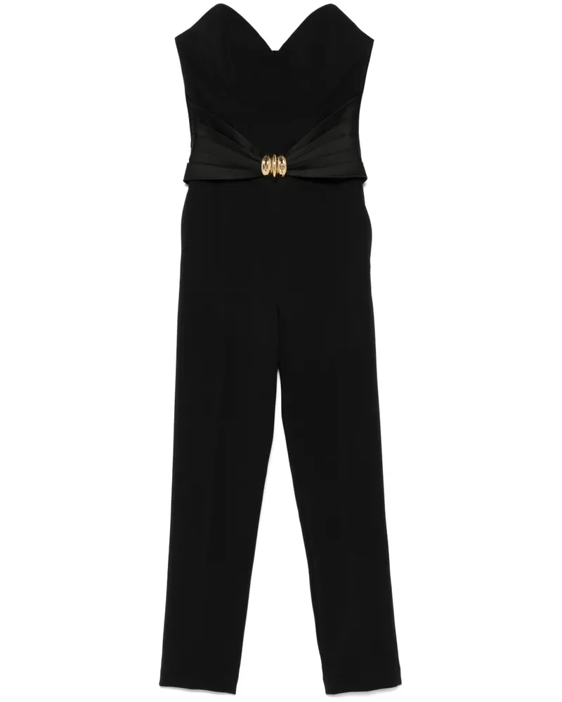 Elisabetta Franchi Krepp-Jumpsuit mit Makro-Schleife - Schwarz Schwarz