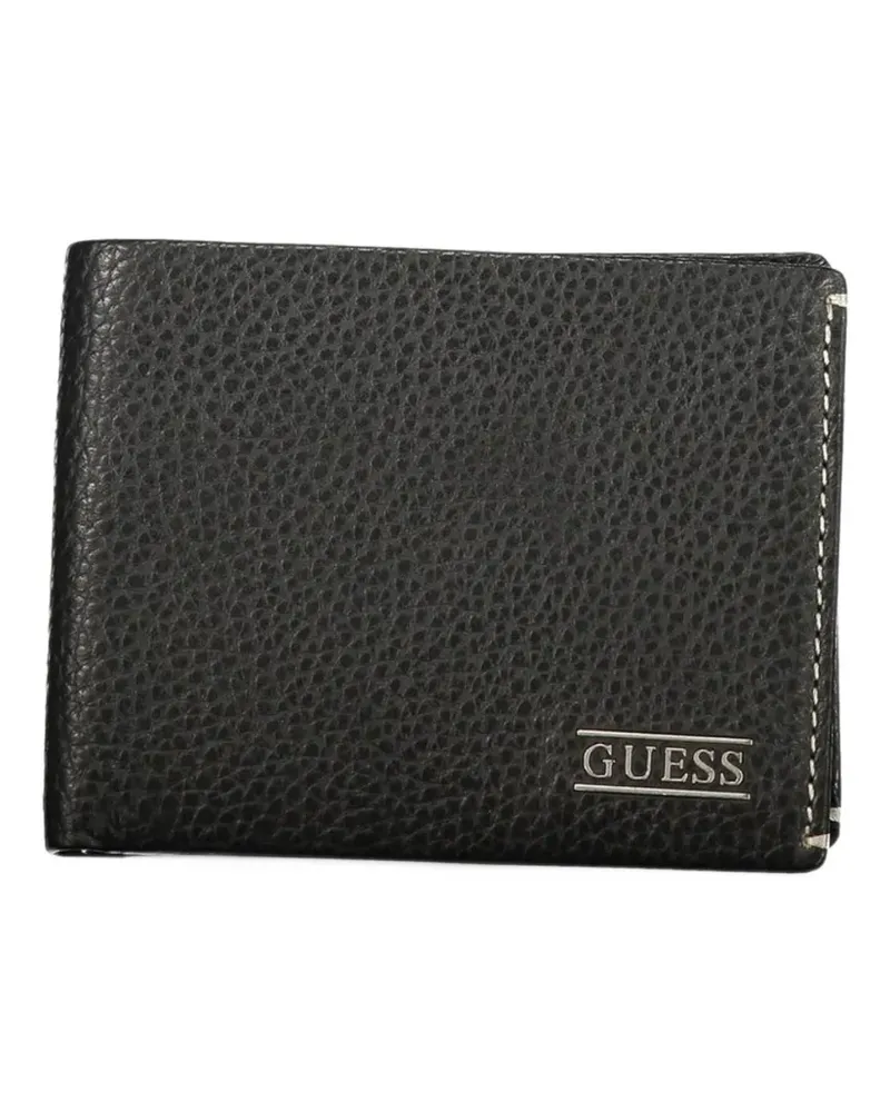 Guess Boston logo-plaque pebbled wallet - Schwarz Schwarz