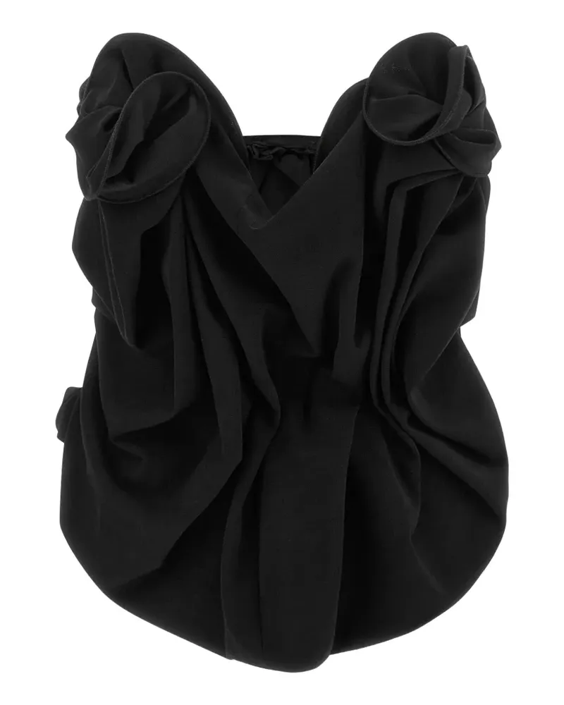 Magda Butrym floral-appliqué draped corset top - Schwarz Schwarz