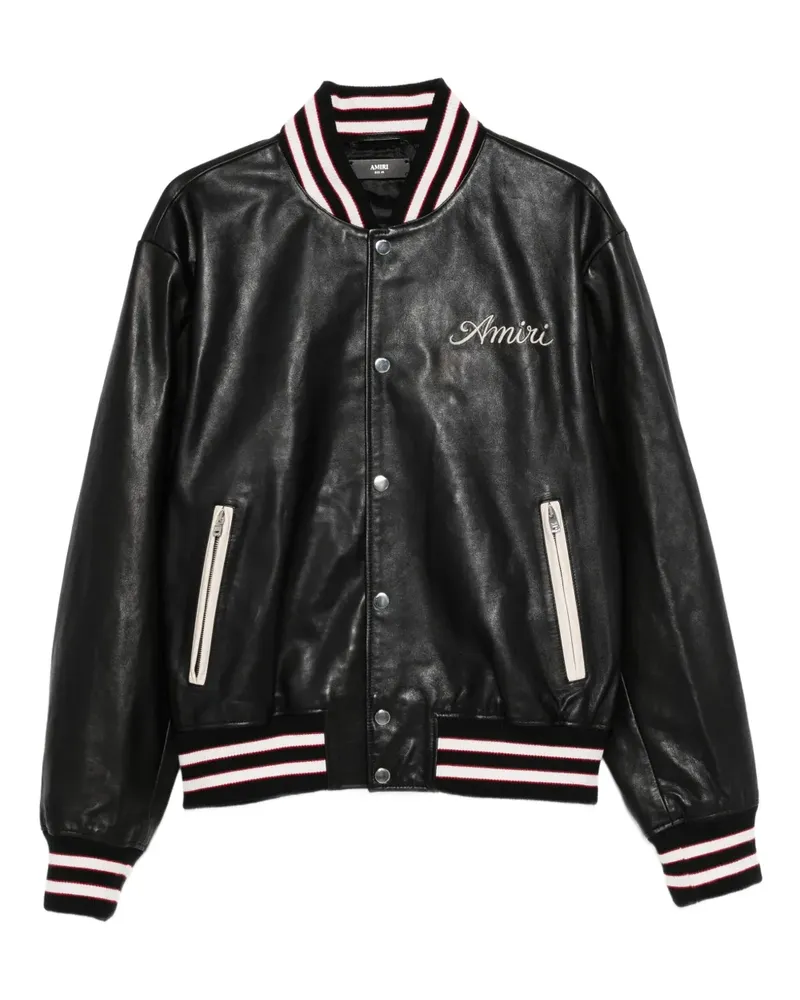 Amiri Collegejacke aus Leder - Schwarz Schwarz