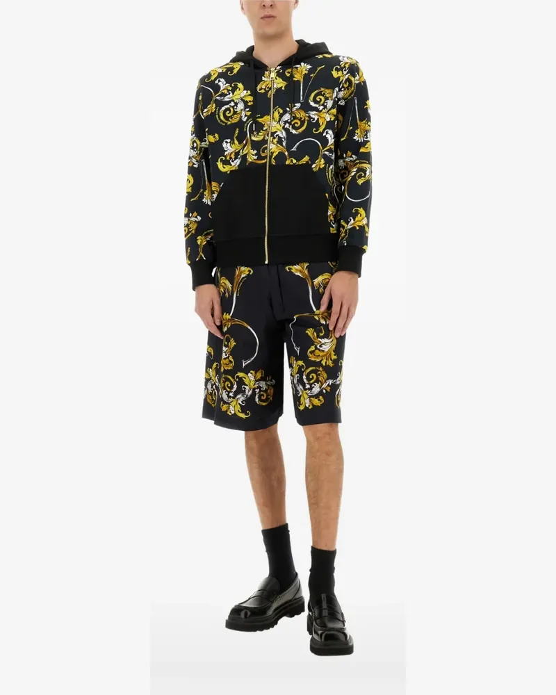 Versace Jeans Kapuzenjacke mit Barocco-Print - Schwarz Schwarz