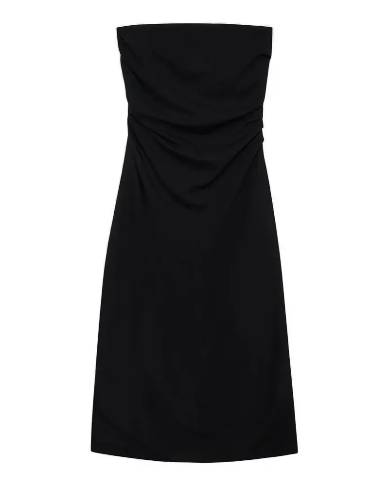 Anine Bing Schulterfreies Tyla Midikleid mit Raffungen - Schwarz Schwarz