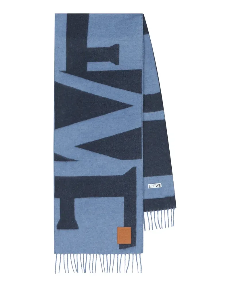 Loewe leather-patch scarf - Blau Blau