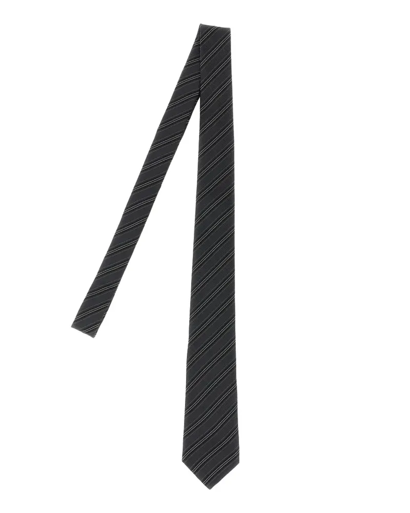 Saint Laurent Gestreifte Krawatte aus Seiden-Jacquard - Grau Grau