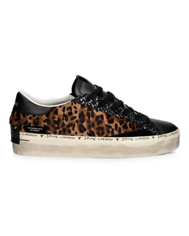 Crime leopard-print glitter-detail sneakers - Schwarz Schwarz