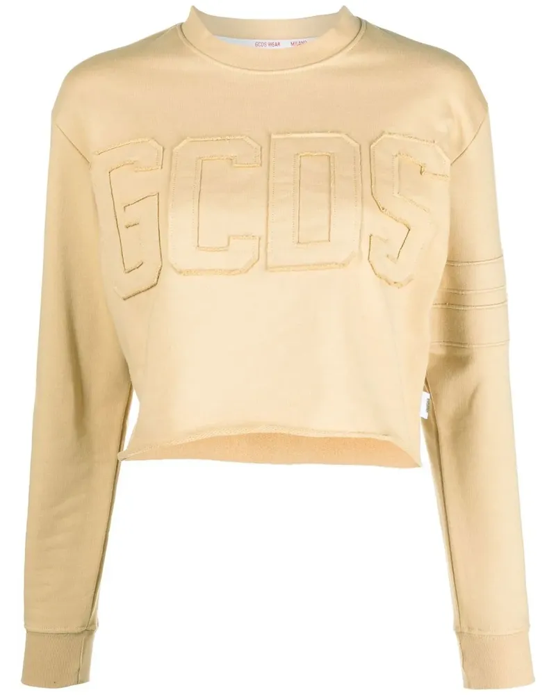 GCDS Cropped-Sweatshirt mit Logo-Print - Nude Nude