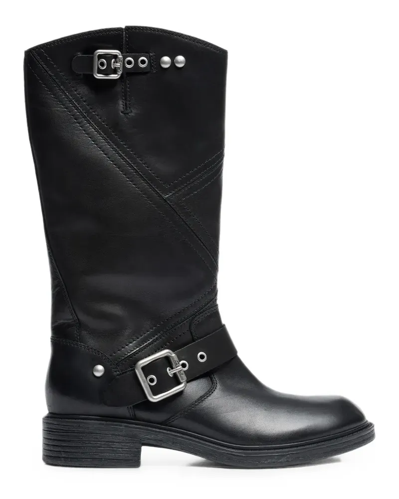 ash Fuchsia Bikerstiefel - Schwarz Schwarz