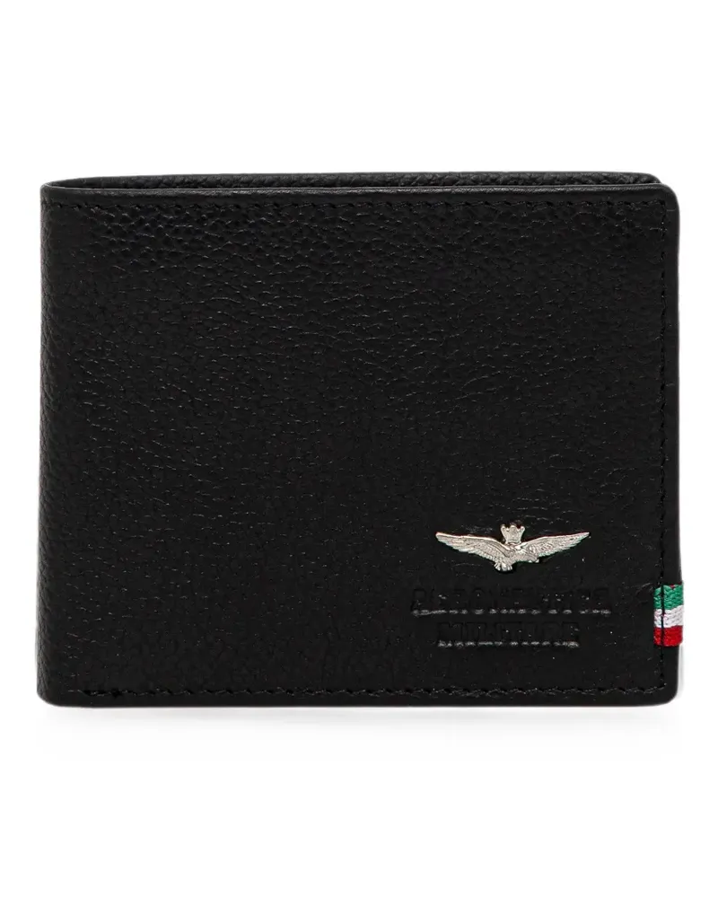 Aeronautica Militare logo-plaque bifold wallet - Schwarz Schwarz