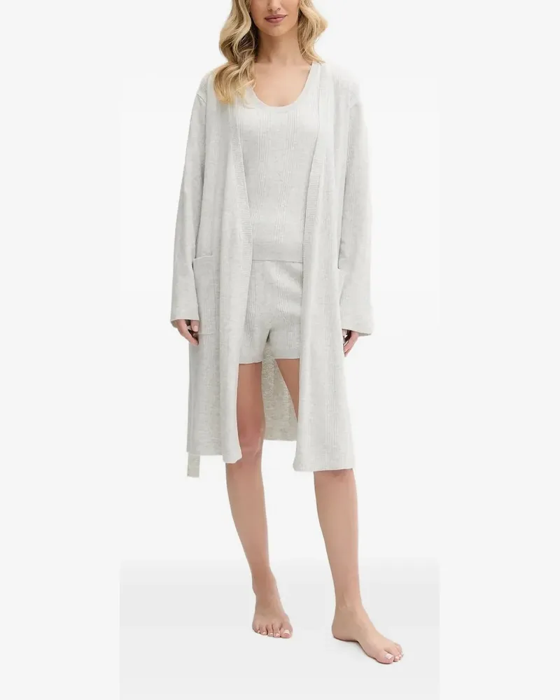 DKNY Gerippter Pyjama mit U-Ausschnitt - Grau Grau