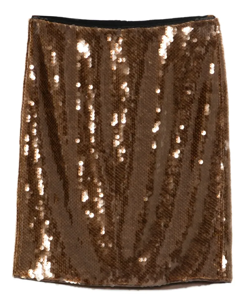 Luisa Cerano Gerader Minirock mit Pailletten - Braun Braun