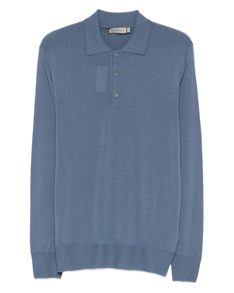 Canali Poloshirt mit Knöpfen - Blau Blau