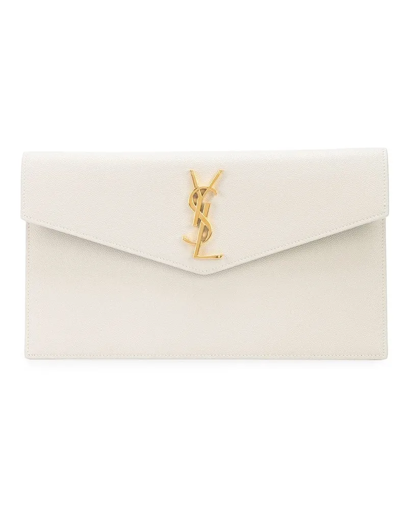 Saint Laurent Mittelgroße Clutch mit Monogramm - Weiß Weiß