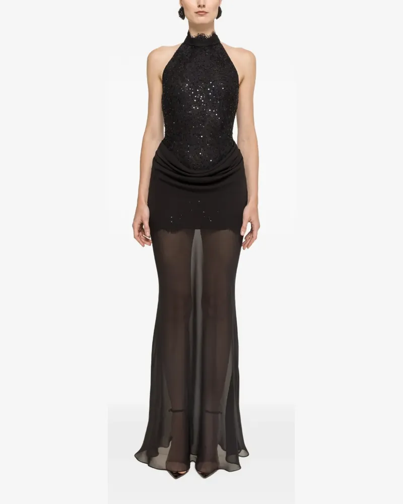 NISSA Maxikleid mit Pailletten - Schwarz Schwarz