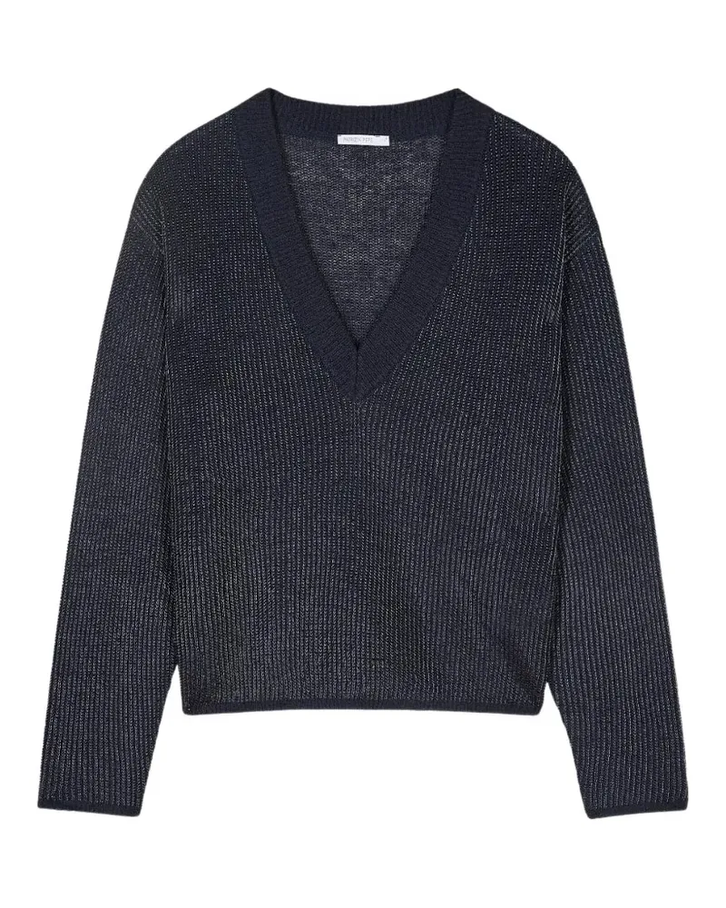 Patrizia Pepe Pullover aus Lurexstrick mit V-Ausschnitt - Blau Blau