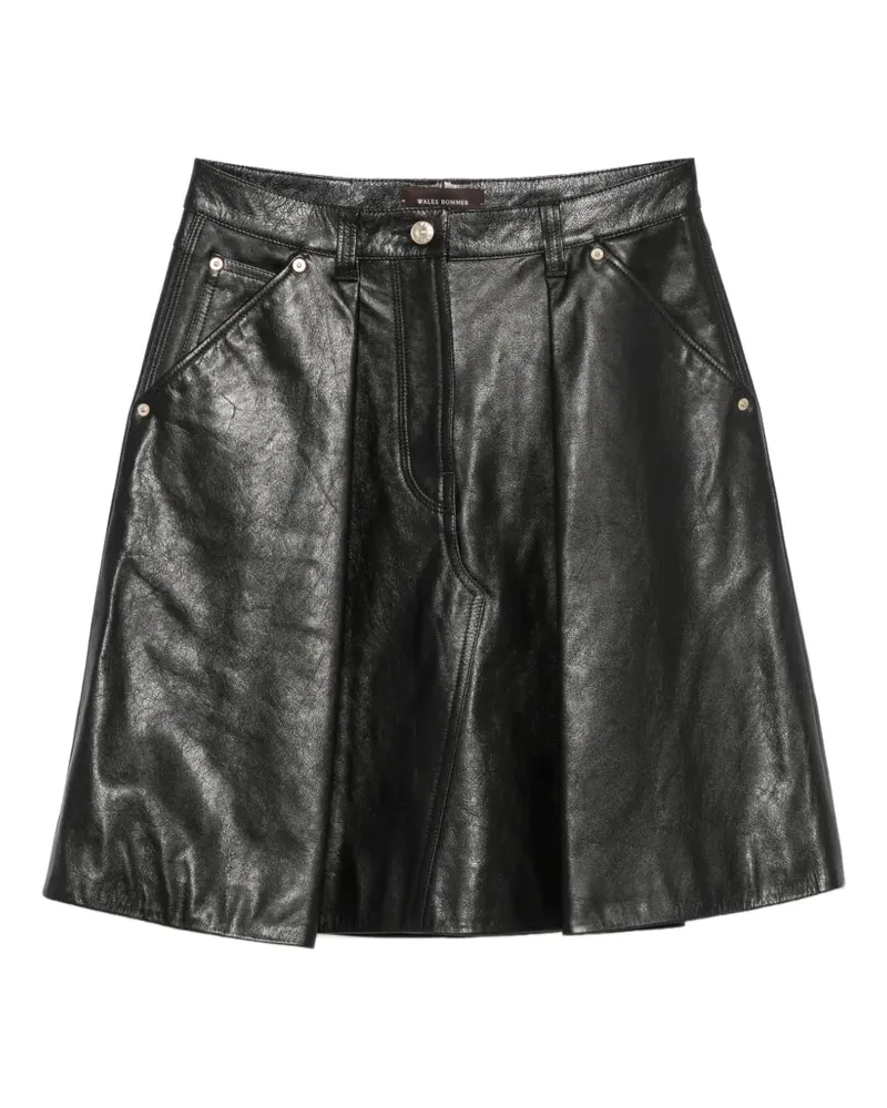 Wales Bonner Midirock aus Leder - Schwarz Schwarz