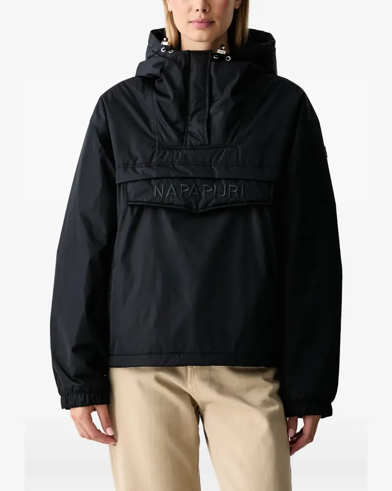 Napapijri Rainforest Optique Kapuzenjacke mit Logo - Schwarz Schwarz