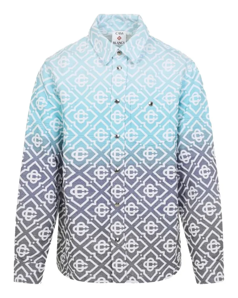 Casablanca Paris Hemdjacke aus Monogramm-Jacquard mit Farbverlauf - Blau Blau