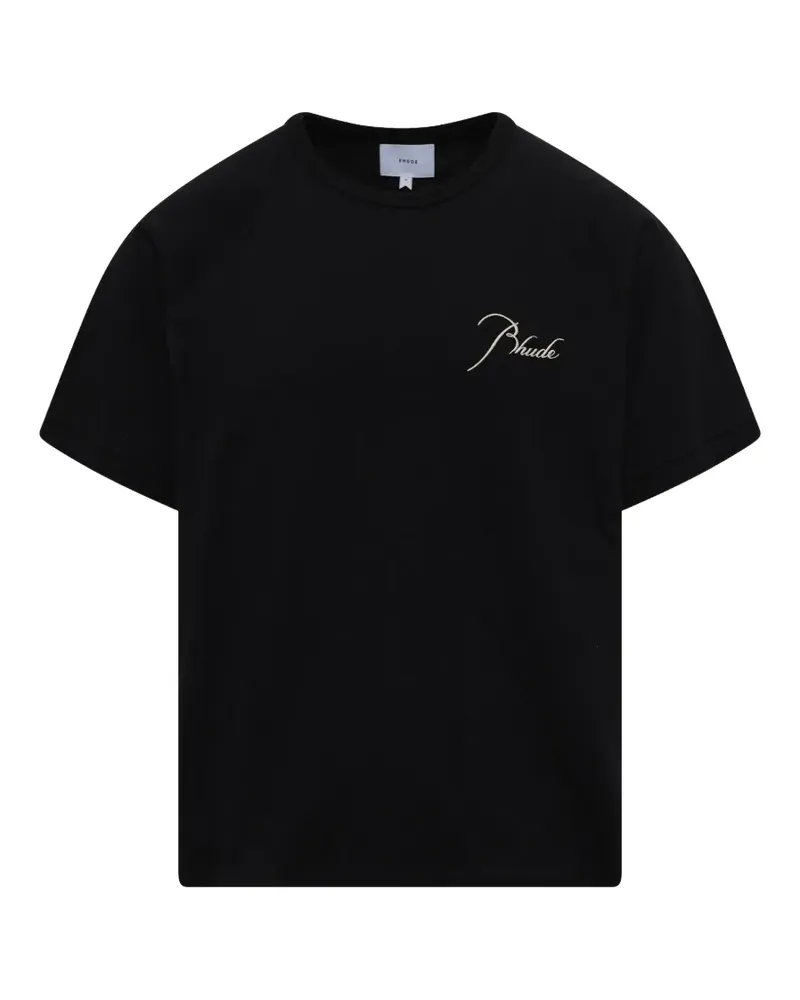 RHUDE Classique T-Shirt mit Logo - Schwarz Schwarz