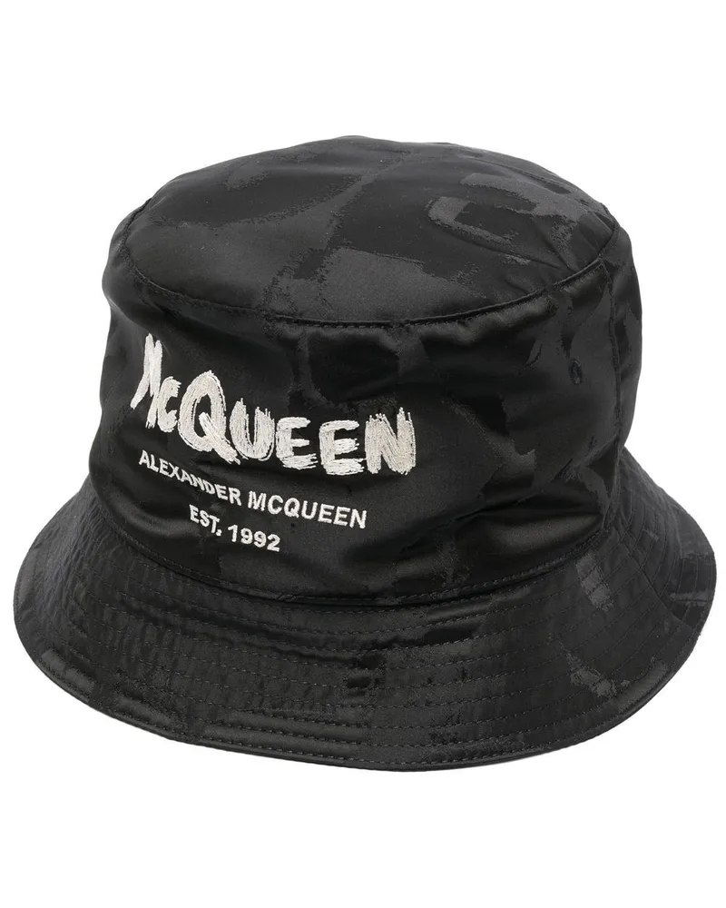 Alexander McQueen Fischerhut mit Logo-Print - Schwarz Schwarz