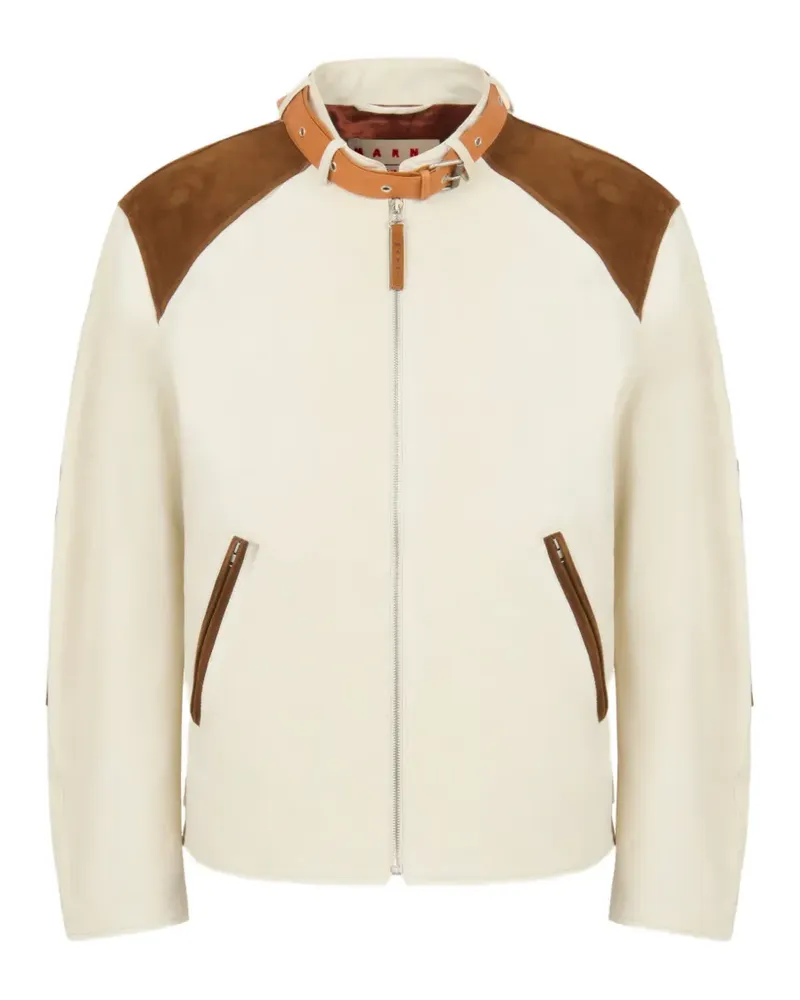 Marni contrast shoulder buckle bomber jacket - Nude Nude