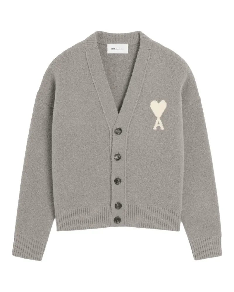 AMI Paris alpaca cardigan with Ami de Coeur - Grau Grau