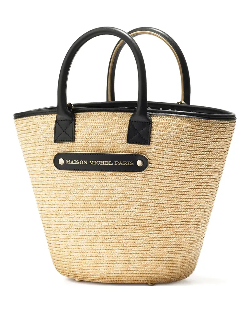 Maison Michel Brittany Tote Bag mit Strohbesatz - Nude Nude