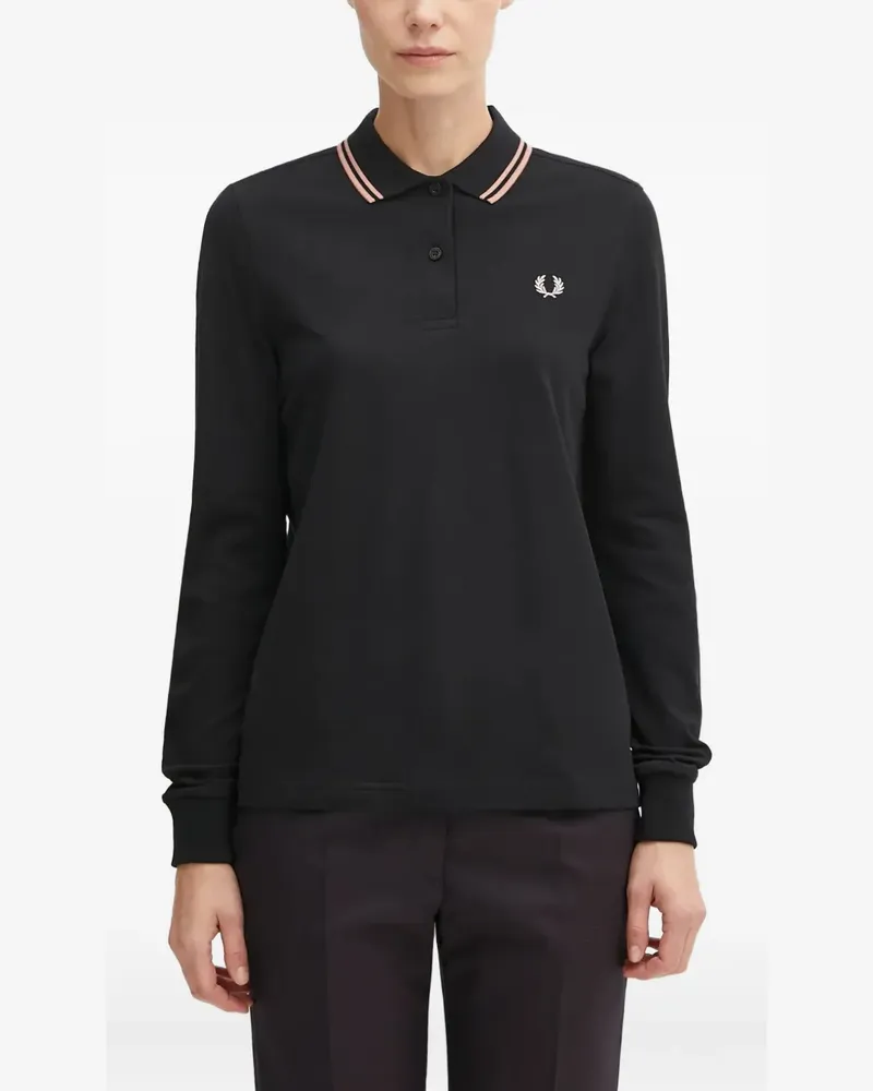 Fred Perry logo-embroidered polo top - Schwarz Schwarz