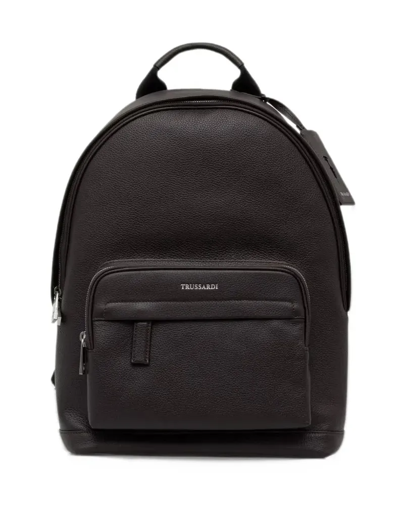 Trussardi Office pebbled leather backpack - Braun Braun