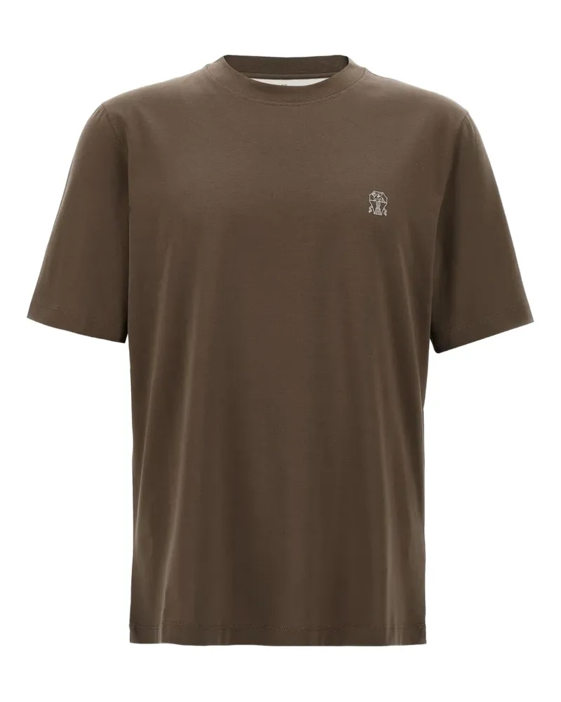 Brunello Cucinelli T-Shirt mit Logo-Print - Braun Braun