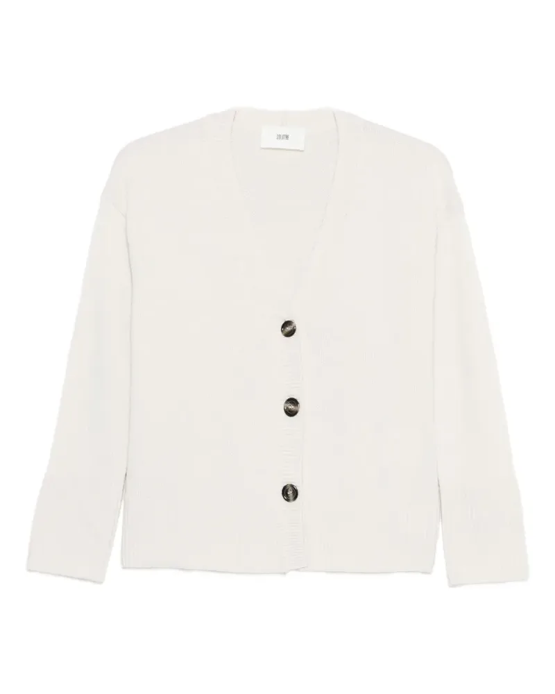 SOLOTRE Cardigan mit V-Ausschnitt - Weiß Weiß