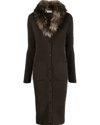 Saint Laurent Kleid mit Faux Fur Braun