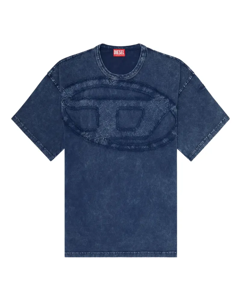 Diesel Baumwoll-T-Shirt mit Oval-D-Applikation - Blau Blau