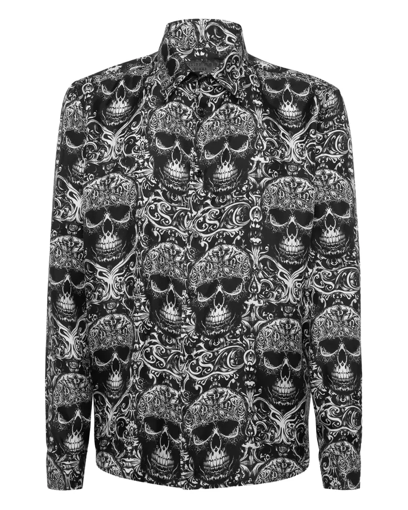 Philipp Plein Hemd mit Totenkopf-Print - Schwarz Schwarz