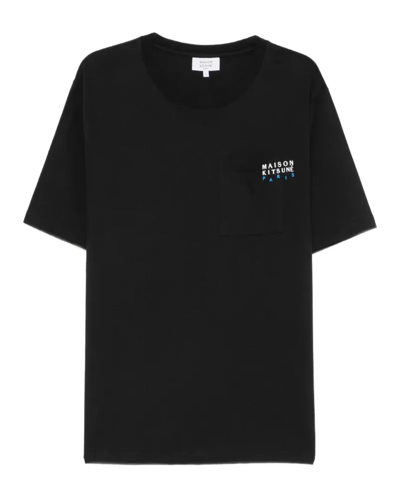 Kitsuné logo-print pocket T-shirt - Schwarz Schwarz