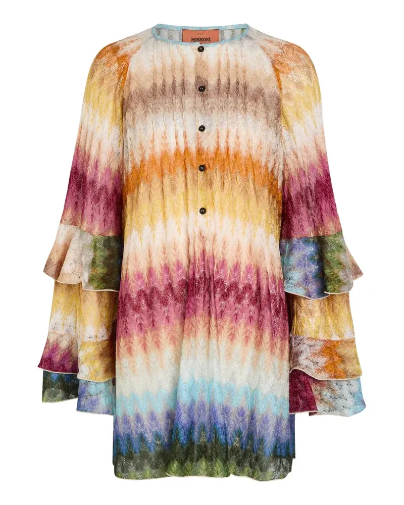 Missoni Minikleid mit Rüschenärmeln und Zickzackmuster - Gelb Gelb