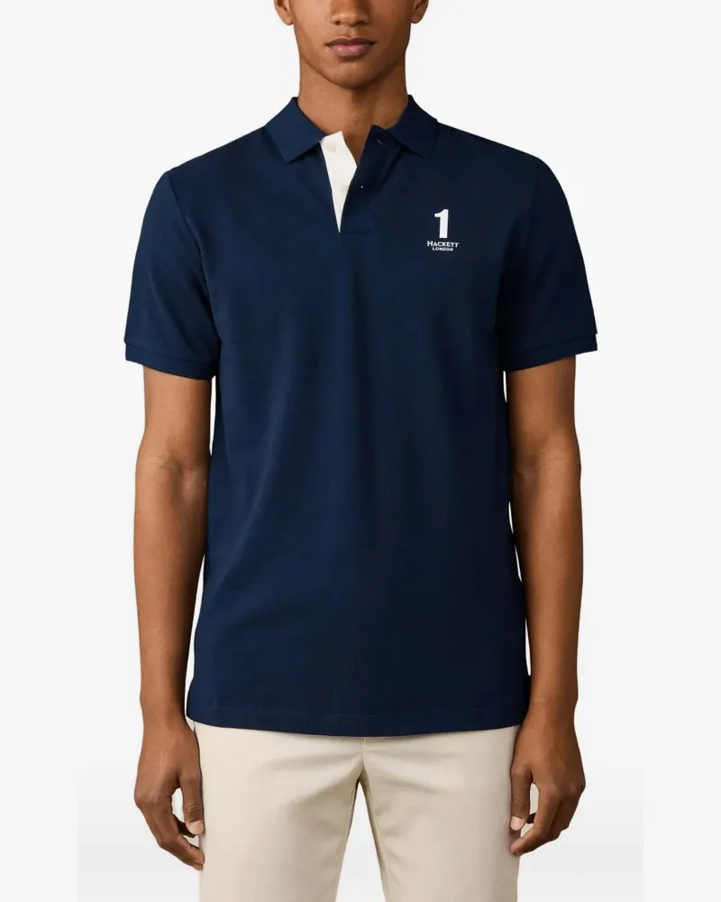 Hackett Poloshirt mit Logo-Print - Blau Blau
